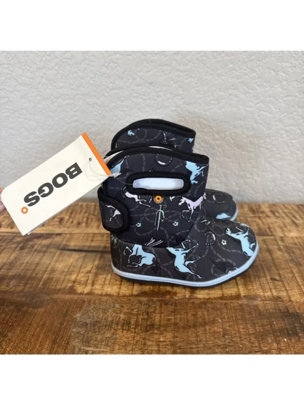Baby Bogs II Snow Boots Infant Size 6 Horses Grey Purple Blue Insulated Lined